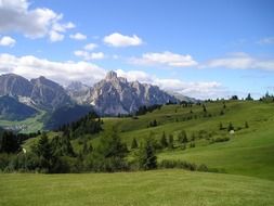 green valley on a background of mountains, italy, South Tyrol