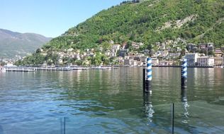 panorama of the coast of Italy from Lake Como