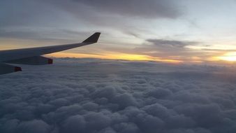 Landscape with the sunset from the plane