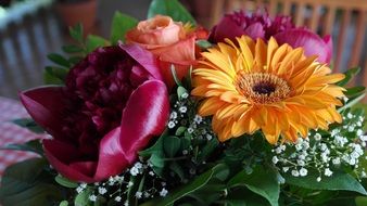 a bouquet of beautiful colorful flowers