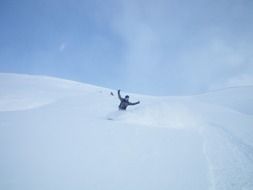 freeriding of snowboarder