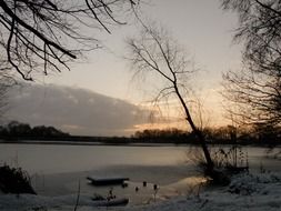 ice water cold lake frozen snow