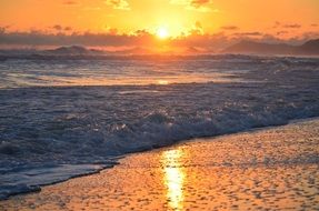 Beautiful evening over the coast in Rio de Janeiro, Brazil