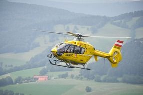 Yellow high altitude rescue helicopter