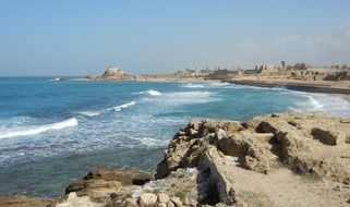 landscape of Beach of Caesarea in Israel