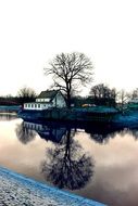 river in nowa sol in wintertime