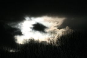 Mystical sky with black clouds