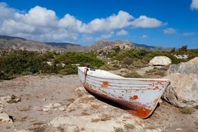 Beautiful and colorful landscape with the boat