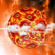 ball painted with red flowers digital art