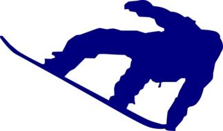 blue silhouette of a snowboarder