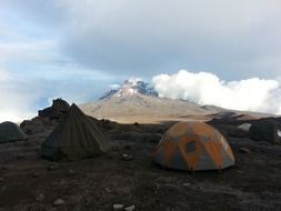 camping tents in the mountains