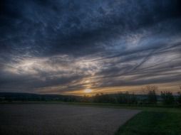 dramatic grey evening sky
