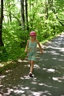 hiking cute girl in forest