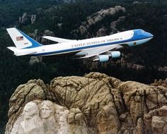 air force one above rocks, jet of president of the united states
