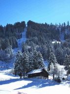 Beautiful and colorful landscape with the mountains in winter