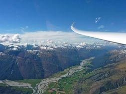 mountains environment top view with flying wing