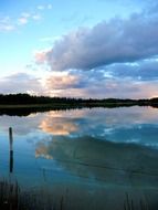 evening sky reflected in a pond
