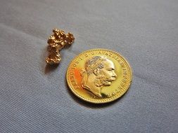 gold coin and gold nugget