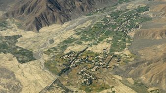 view from the bird's eye view on village in the Himalayas