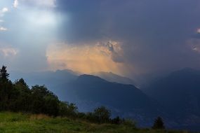 sunbeam light in the mountains