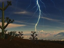 flash storm sky over the desert