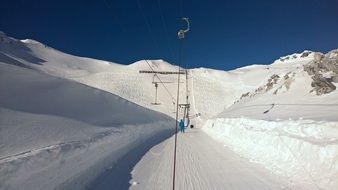 Ski lift on the Alpine mountains