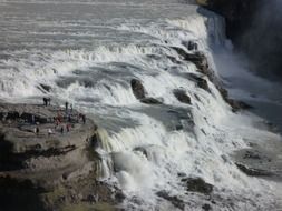 aerial view of majestic gullfoss waterfall