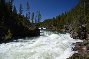 cascading waterfall in yellowstone