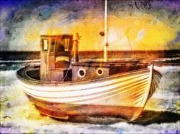 fishing boat as digital art