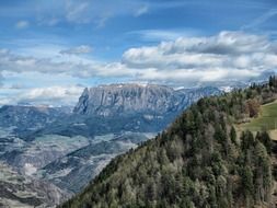 top view of the picturesque mountains and valleys of Italy