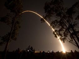 rocket trail in the night sky