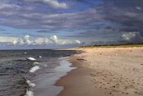 panorama of the summer beach against the blue sky