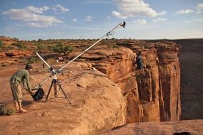 film crew man in utah mountains