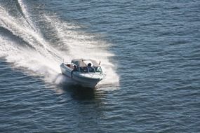 speedboat in motion
