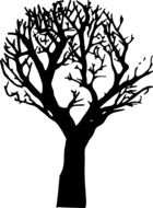 black silhouette of a tree with branches on a white background