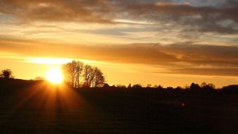 Sunset in evening sky