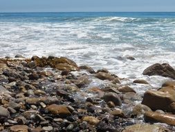 stones at the coastline in Malibu