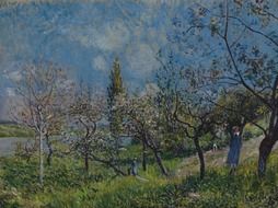 oil on canvas of a garden by alfred sisley