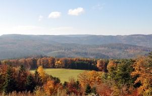 a plan view of an autumn mountain landscape in France