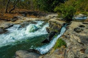 river landscape with a waterfall