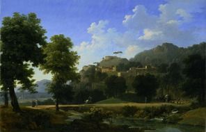 beautiful italy mountains forest oil on canvas