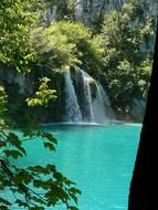 delightful beauty cyan waterfall