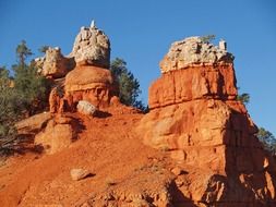 Beautiful rocks with plants in Dixie forest national park in Utah