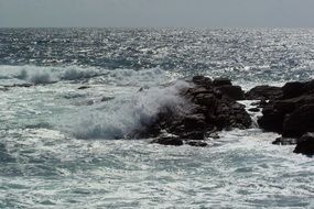 storm sea and rocky coast