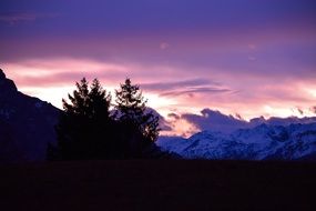 mountains outlines clouds twilight landscape