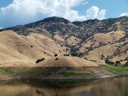 Reflection of the beautiful sandy mountains near Lake Success