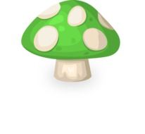 drawing of a cartoon green mushroom