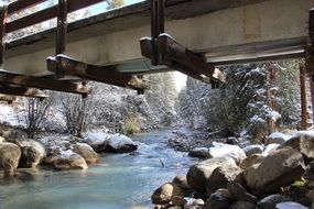 magnificent bridge in winter, bottom view