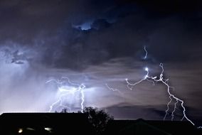 lightning in the sky during a thunderstorm in nevada