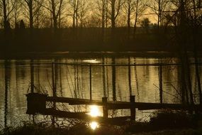 beautiful sunrise by the pond